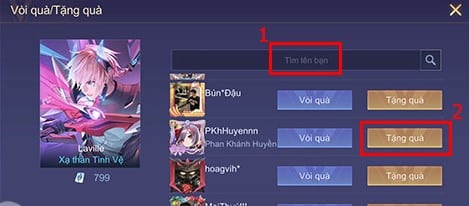 Tìm tên người mà bạn muốn tặng quà