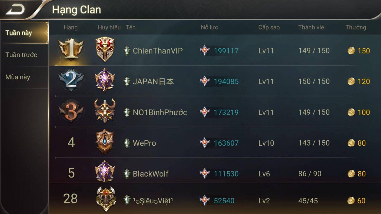 Vào clan đông thành viên
