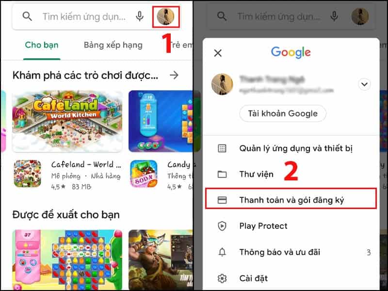nhấn vào biểu tượng ảnh đại diện