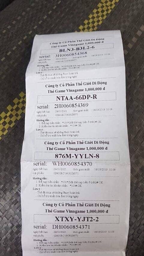 Ảnh thẻ zing 1 triệu có seri
