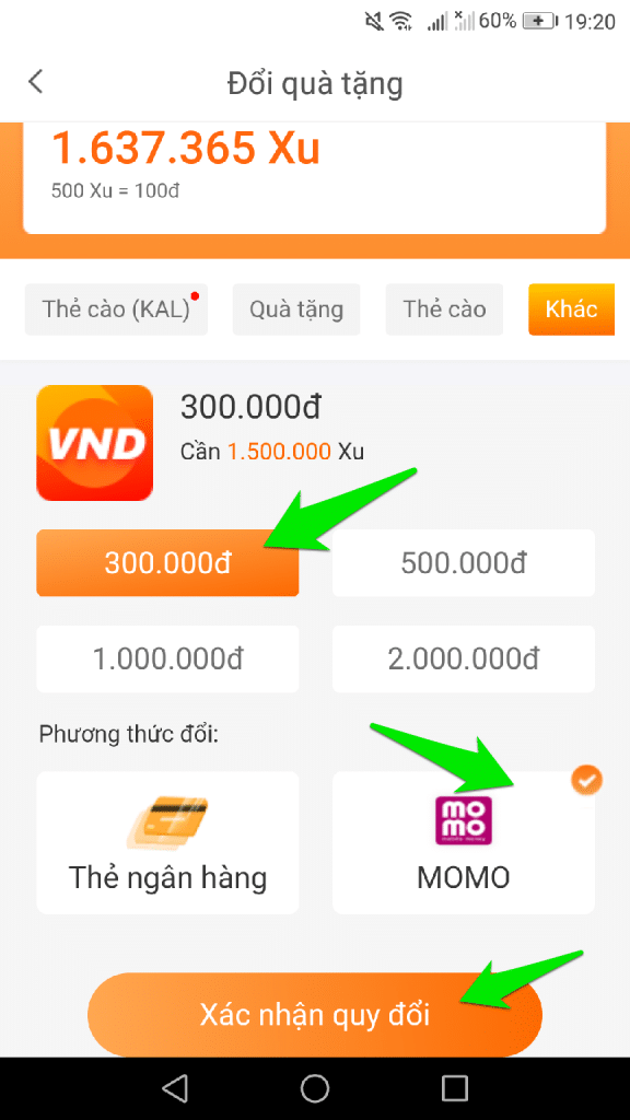 Cách rút tiền về Momo