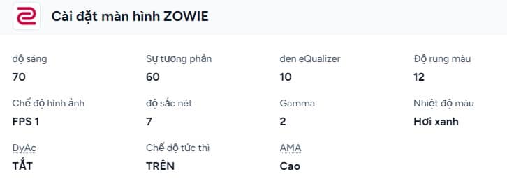 Cài đặt màn hình ZOWIE