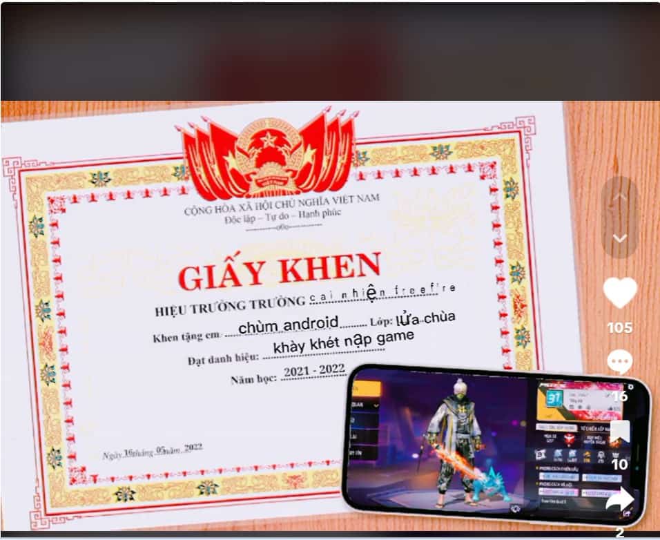 Chế ảnh giấy khen free fire