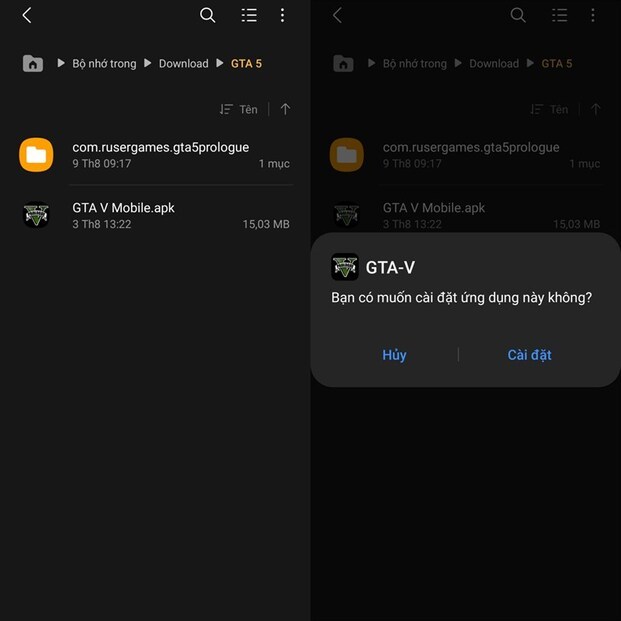 Chon Cai dat file APK