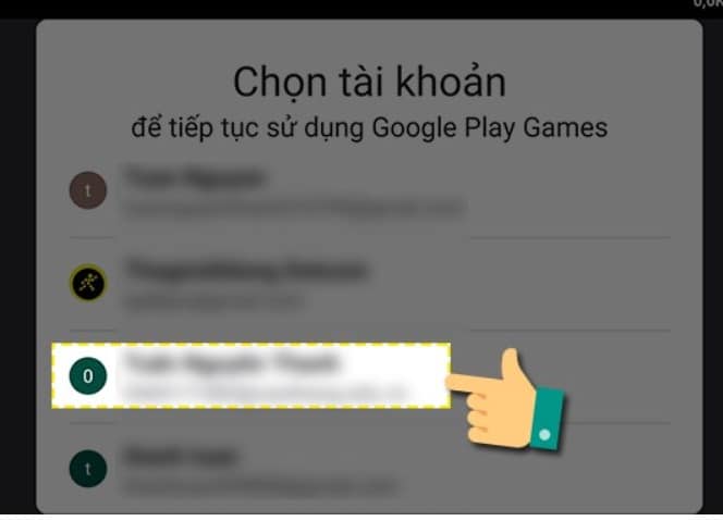 Chọn một tài khoản mà mình muốn sử dụng