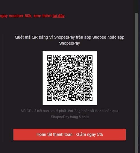 Chọn thanh toán bằng Shopee Pay