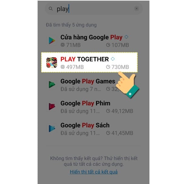 Chọn vào ứng dụng Play Together