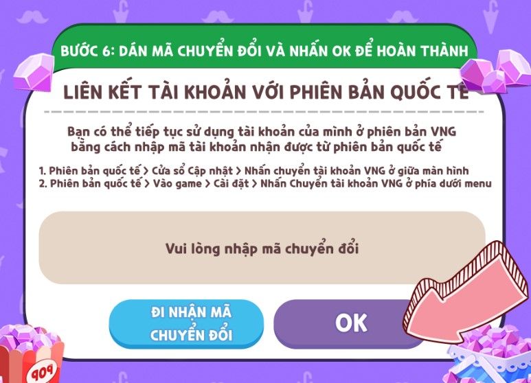 Dán mã và nhấn OK là xong