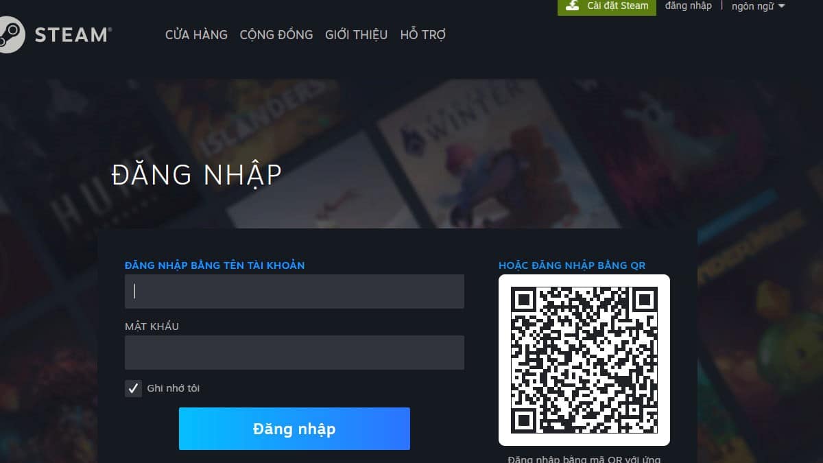 Đăng nhập tài khoản Steam