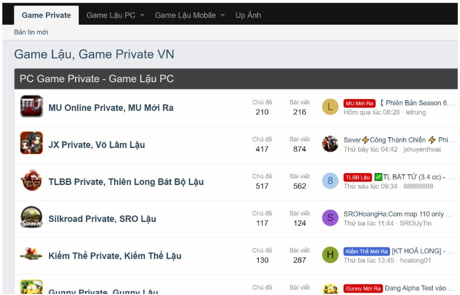 Giao diện Webgamevn