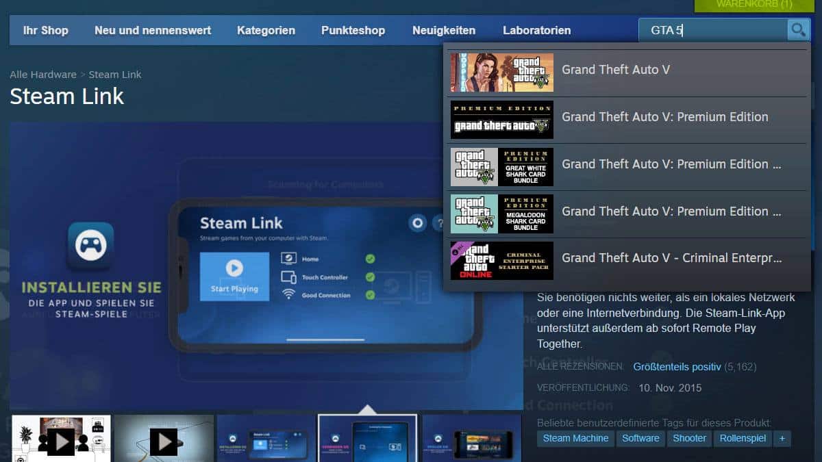 Gõ từ khóa GTA 5 vào ô tìm kiếm