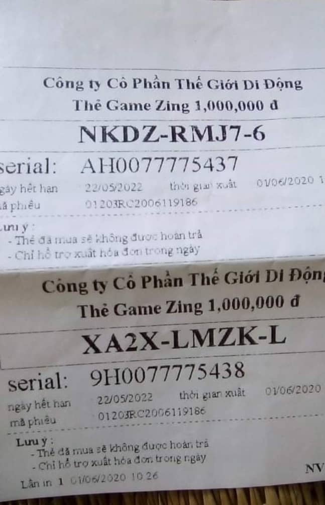 Gửi đến bạn ảnh thẻ zing 1 triệu có seri