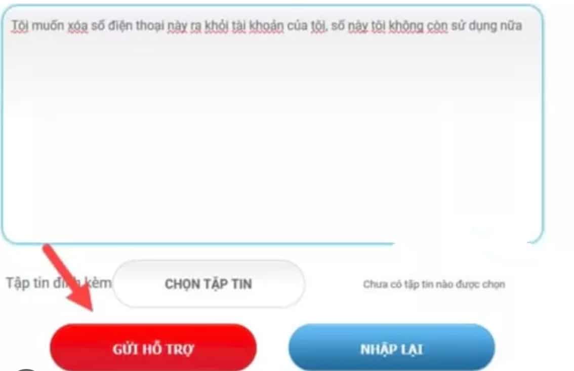 Gửi yêu cầu hỗ trợ xoá số điện thoại Garena