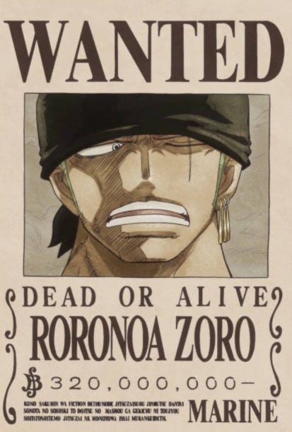 Hình Lệnh Truy Nã Zoro Mới Nhất