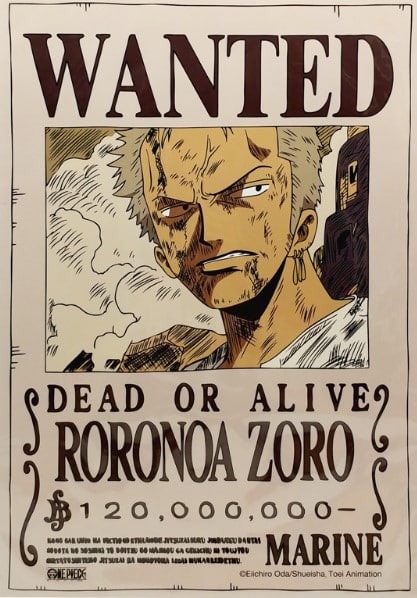 Hình Lệnh Truy Nã Zoro Ngầu