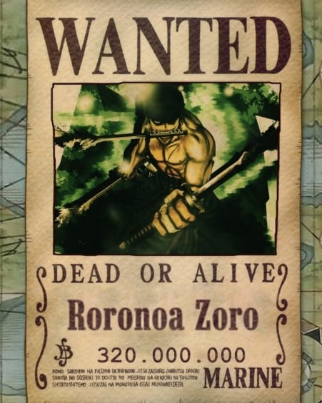 Hình Truy Nã Zoro Đẹp Ngầu