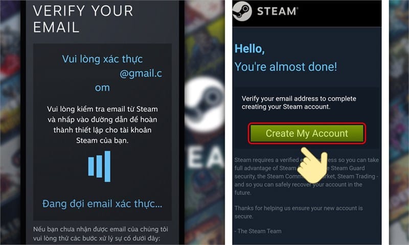 Nhấn Create My Account