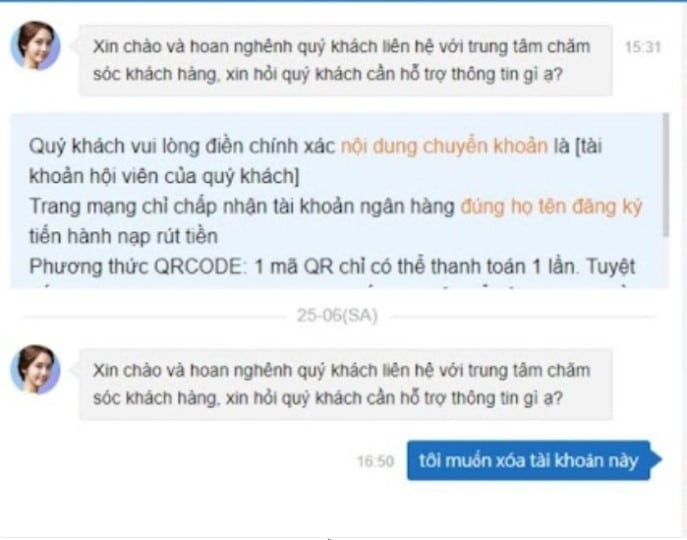 Nhận hỗ trợ từ CSKH - Cách Xoá Tài Khoản Kubet
