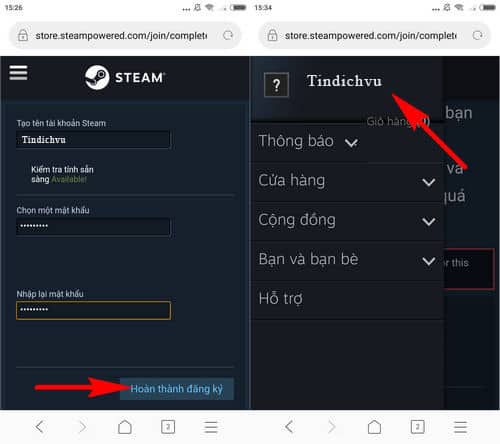 Nhập thông tin tài khoản