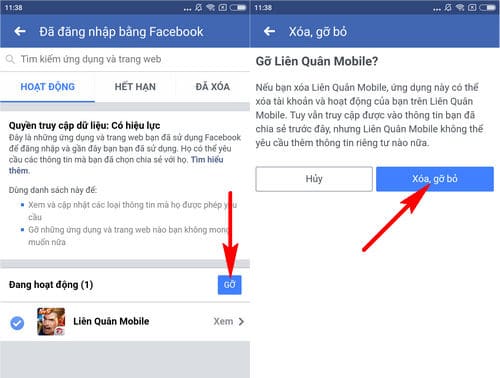 Xoá nick Liên quân ra khỏi Facebook