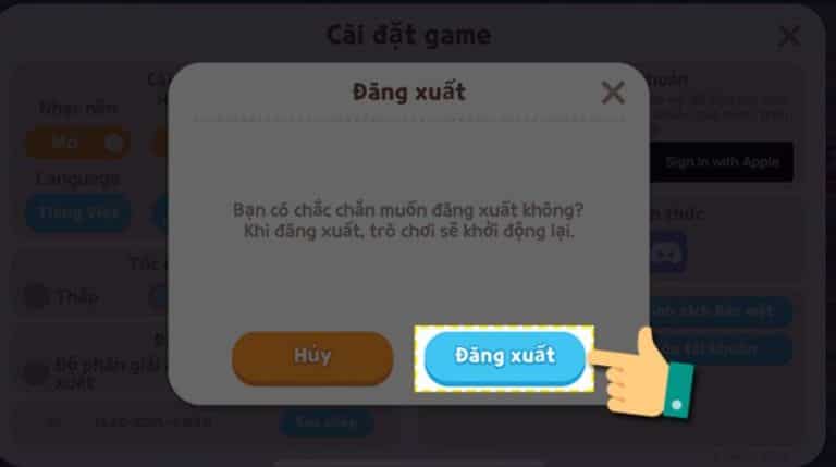 chọn mục “Đăng xuất”
