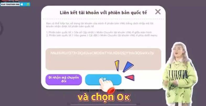 dán mã và chọn Ok