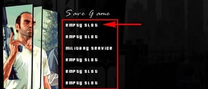lựa chọn ô trống để lưu trữ tiến trình và save game