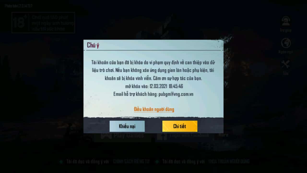 Ảnh TK Pubg bị ban 7 ngày
