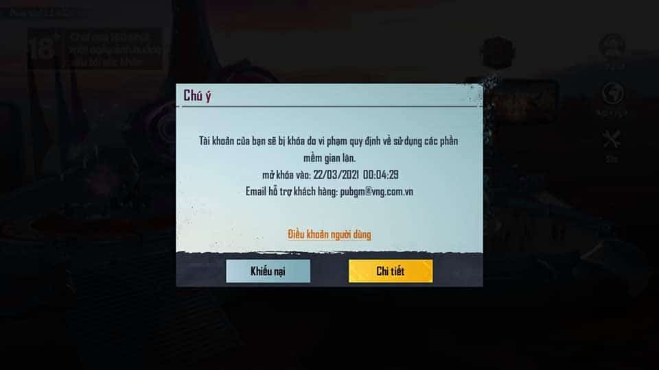 Ảnh tài khoản game Pubg bị ban 7 ngày