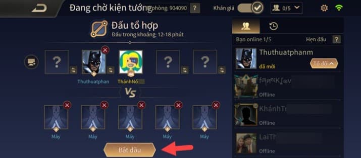 Bấm vào nút Bắt đầu