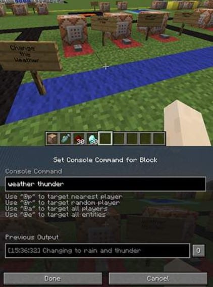 Cách dùng lệnh chỉnh thời tiết trong Minecraft