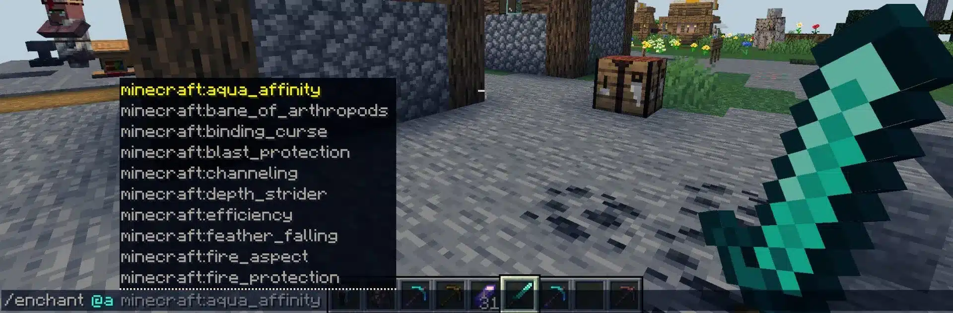 Cách dùng lệnh enchant kiếm mạnh nhất trong Minecraft