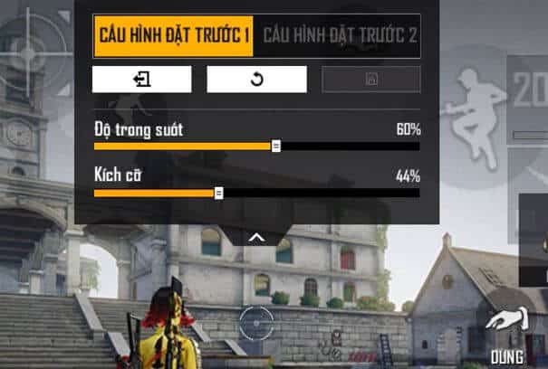 Chỉnh kích cỡ nút bắn