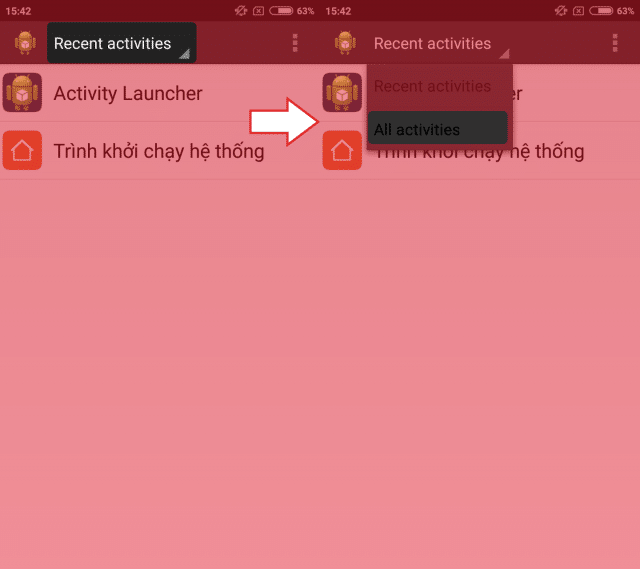 Chọn All activities
