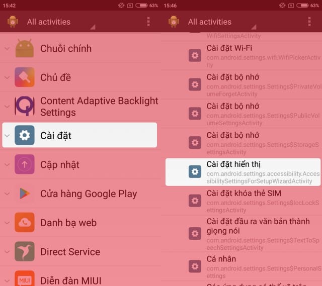 Chọn Cài đặt hiển thị