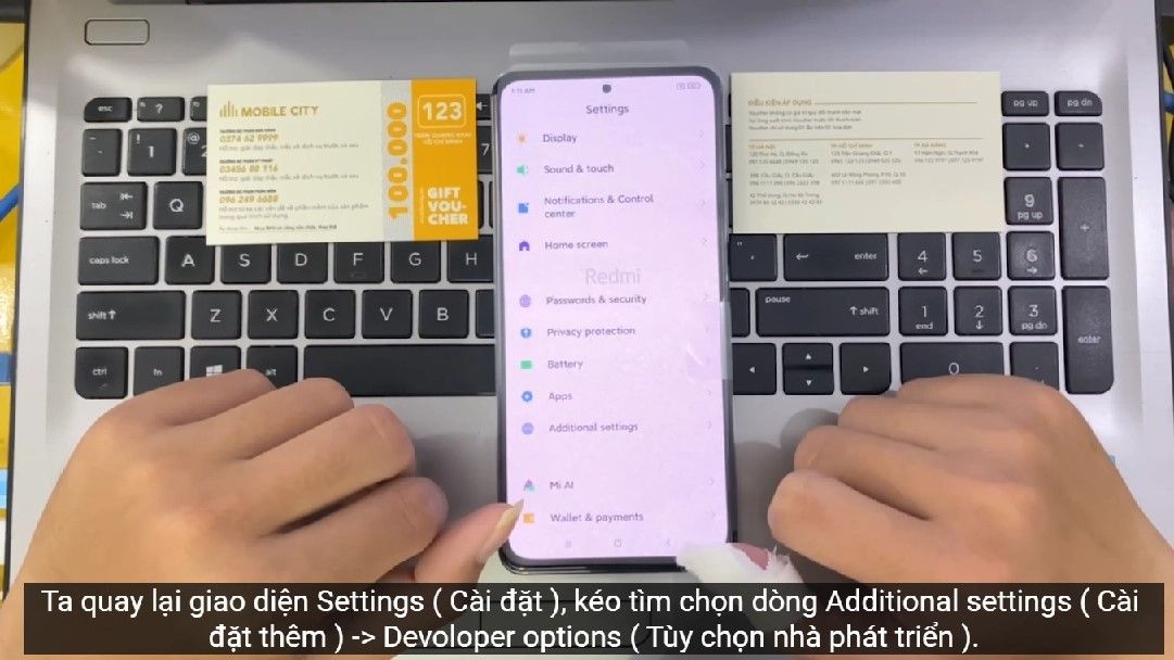 Chọn Devoloper options