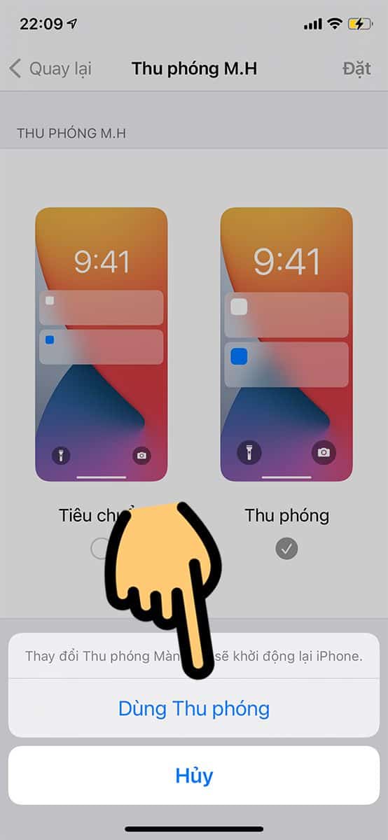 Chọn Dùng thu phóng