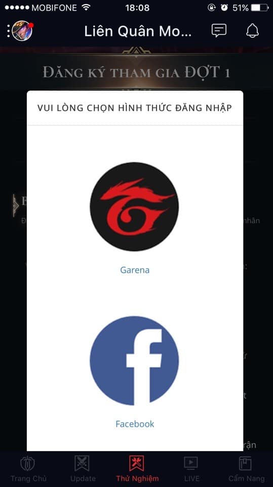 Chọn cách đăng nhập