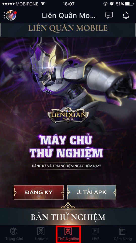 Chọn ô Thử nghiệm