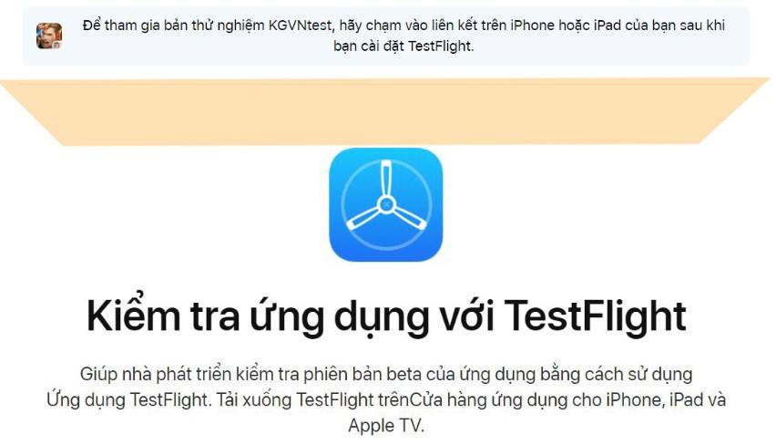Giao diện sau khi vào link mời