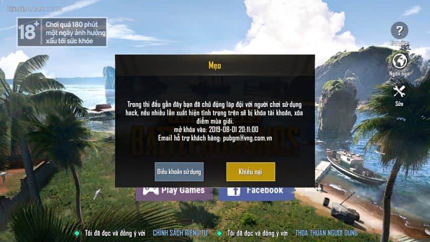 Hình ACC Pubg bị ban 10 năm