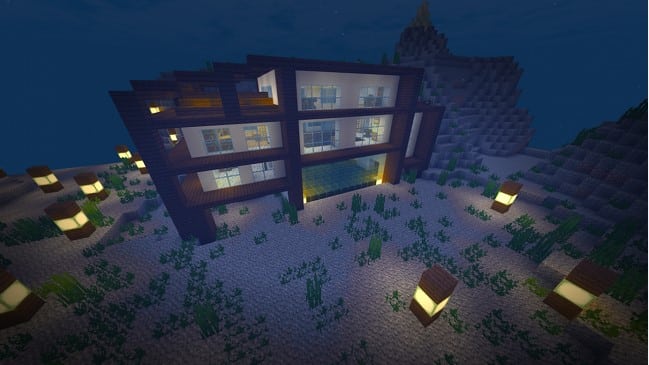 Hình ảnh nhà dưới nước trong Minecraft dễ xây