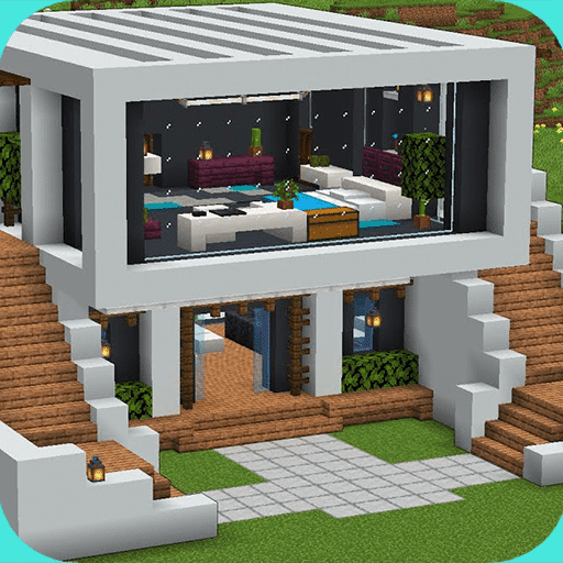Hình ảnh nhà hiện đại trong Minecraft ấm cúng