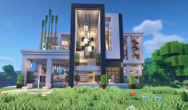Hình ảnh nhà hiện đại trong Minecraft đẹp mê li