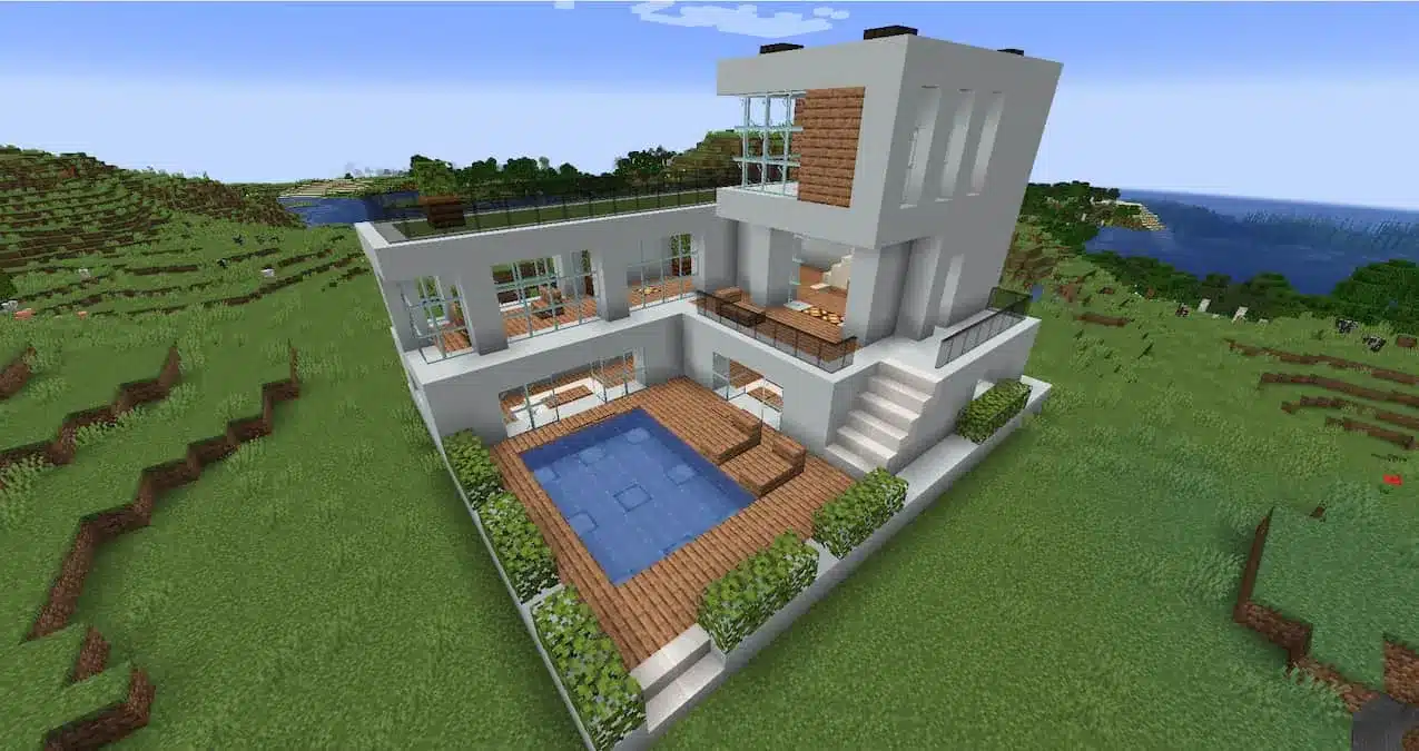 Hình ảnh nhà hiện đại trong Minecraft độc lạ