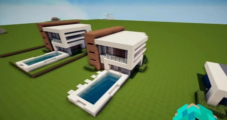 Hình ảnh nhà hiện đại trong Minecraft liền kề