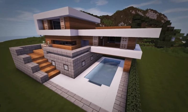 Hình ảnh nhà hiện đại trong Minecraft sáng tạo
