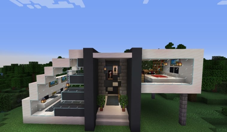 Hình ảnh nhà hiện đại trong Minecraft thú vị