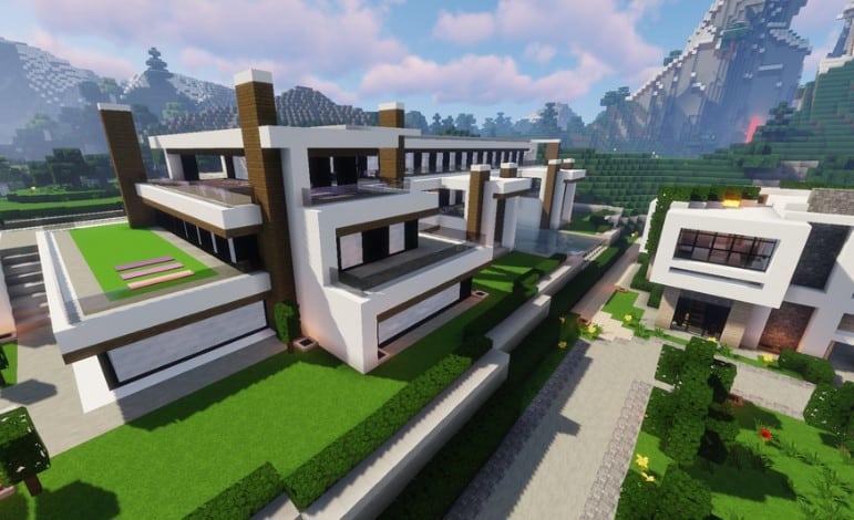 Hình ảnh nhà hiện đại trong Minecraft vô cùng ấn tượng
