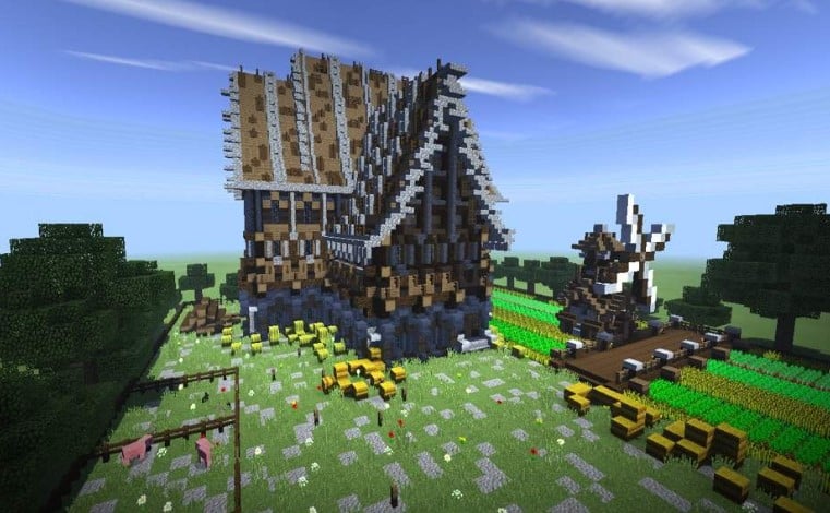Hình ảnh nhà trung cổ Minecraft ấn tượng